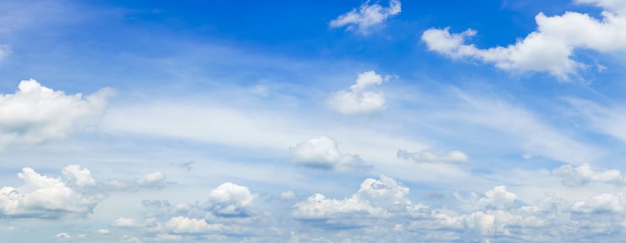 Panoramic fluffy clouds against blue sky ,Panorama fluffy clouds in the blue sky