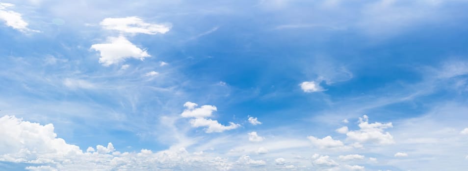 Panorama fluffy clouds in the blue sky, Panoramic fluffy clouds against blue sky