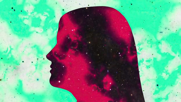 Surreal Colorful Portrait of Woman silhouette,Surreal Colorful Portrait of Woman silhouette
