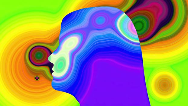 Surreal Colorful Portrait of Woman silhouette,Surreal Colorful Portrait of Woman silhouette