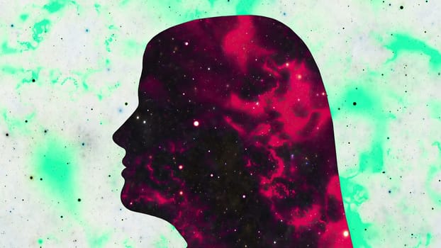Surreal Colorful Portrait of Woman silhouette,Surreal Colorful Portrait of Woman silhouette