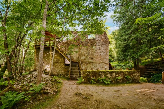 Old ruins of water mill the forest