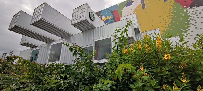 Hualien Container Starbucks, Hualien - APR 12, 2022 : Hualien beautiful Container Starbucks,Taiwan