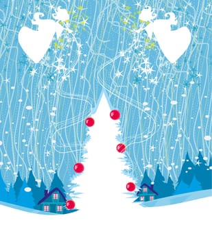 Abstract Christmas card with angels