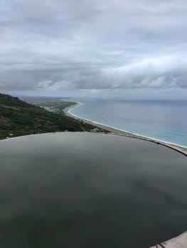 The Landscape View Of The Beautiful Eastern Coastline With Blue Sky And Water Tower Reflection From Huayuan Observation Deck, Taimali, Taitung