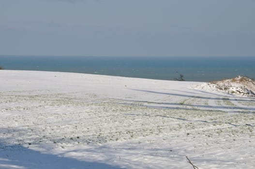 Fields under the snow in Brittany