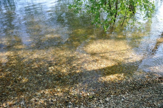 Gravels in the bed of a river