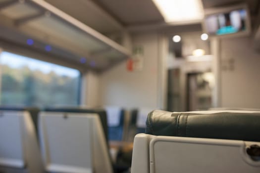 Interior of normal class carriage. Selective focus