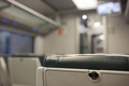 Interior of normal class carriage. Selective focus