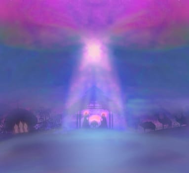 Biblical scene - birth of Jesus in Bethlehem.