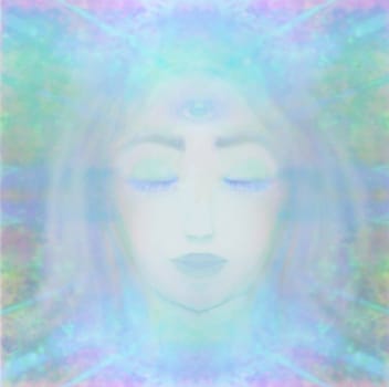 Woman with third eye, psychic supernatural senses