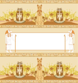 vintage card with frame and Egyptian accents