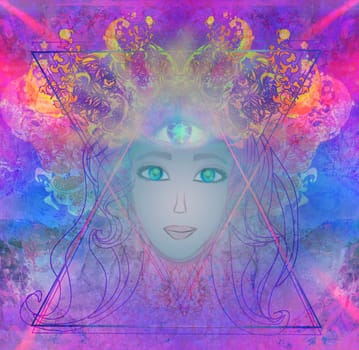 Woman with third eye, psychic supernatural senses