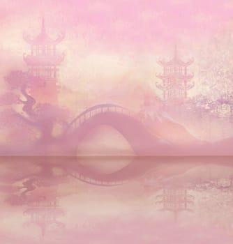 Abstract Asian temple Landscape