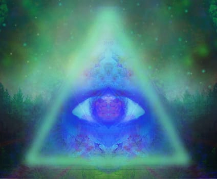 Illustration of a third eye mystical sign