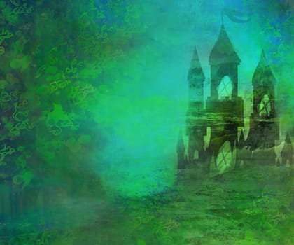 Landscape with old castle - abstract illustration