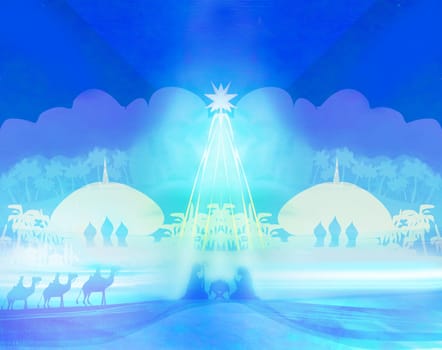 Biblical scene - birth of Jesus in Bethlehem.