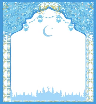 Ramadan Mubarak Greetings Card - decorative frame with ornaments