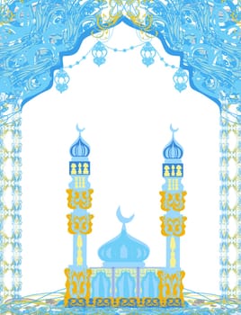 Ramadan Mubarak Greetings Card - decorative frame with ornaments