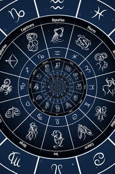 Abstract old conceptual background on mysticism, astrology, fantasy - blue