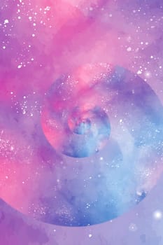 Tie dye background with blue and pink spyral - watercolor graphic design