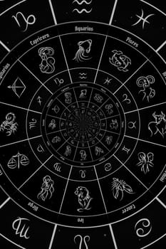 Abstract old conceptual background on mysticism, astrology, fantasy - black