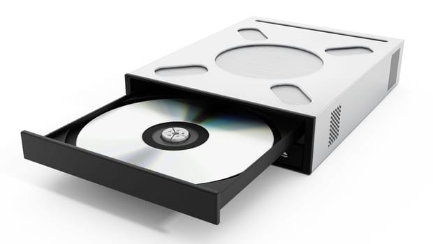 Internal disc drive isolated on white background. 3D illustration