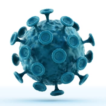 Green virus isolated on white background. 3D illustration.