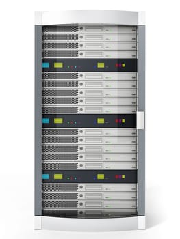 White data server isolated on white background. 3D illustration.