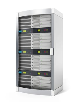 White data server isolated on white background. 3D illustration.