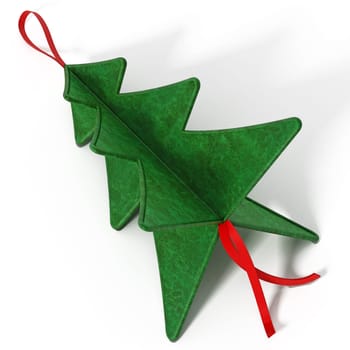 Pine tree Christmas ornaments isolated on white background. 3D illustration.