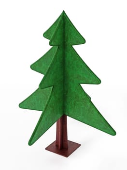 Pine tree Christmas ornaments isolated on white background. 3D illustration.
