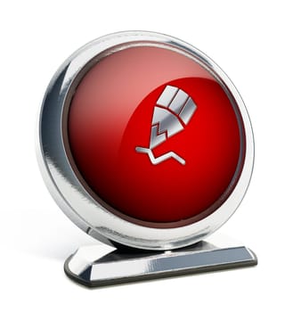 Glossy red button with pencil symbol. 3D illustration.