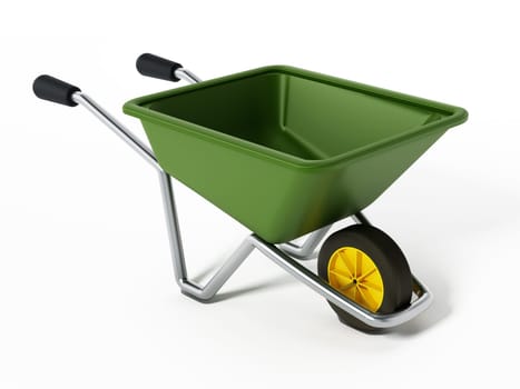 Hand barrow isolated on white background. 3D illustration.