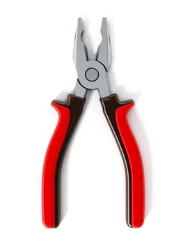 Open pliers isolated on white background. 3D illustration.