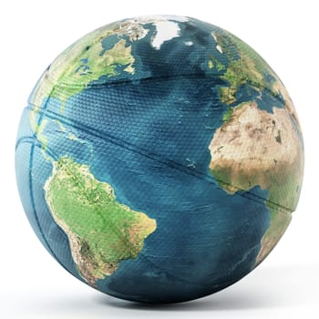 Basketball mapped with Earth texture. 3D illustration.