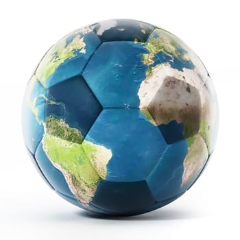 Football mapped with Earth texture. 3D illustration.