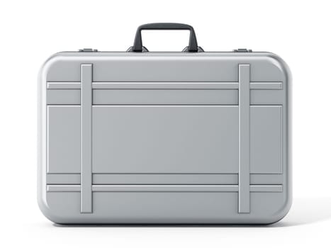 Metal briefcase isolated on white background. 3D illustration.