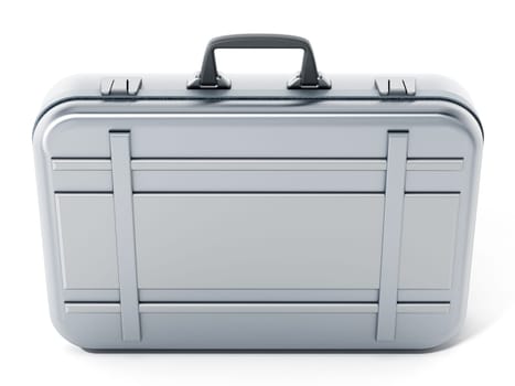Metal briefcase isolated on white background. 3D illustration.