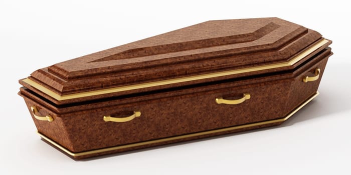 Coffin isolated on white background. 3D illustration.
