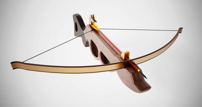 Vintage crossbow isolated on white background. 3D illustration.