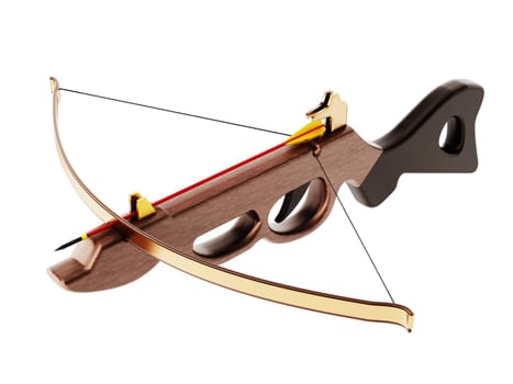 Vintage crossbow isolated on white background. 3D illustration.