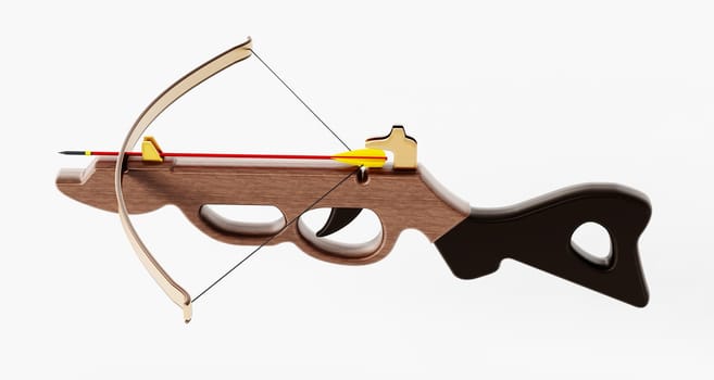 Vintage crossbow isolated on white background. 3D illustration.