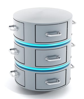 Data server with closed file racks. 3D illustration.