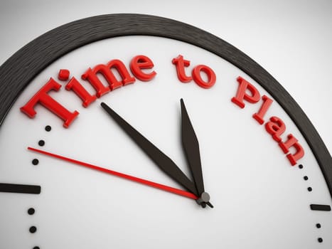 Time to plan sentence on the clock. 3D illustration.