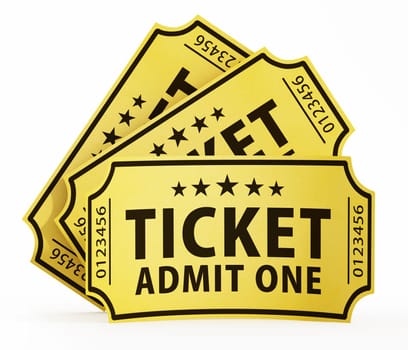 Cinema tickets isolated on white background. 3D illustration.