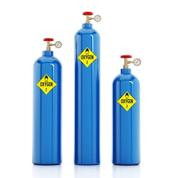Oxygen tanks isolated on white background. 3D illustration.