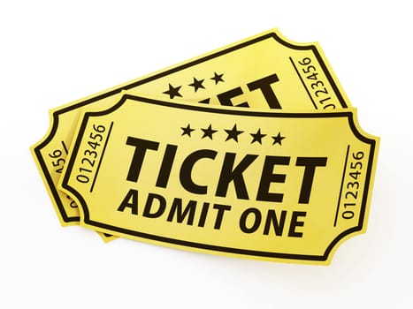 Cinema tickets isolated on white background. 3D illustration.