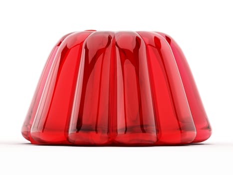 Red jelly isolated on white background. 3D illustration.