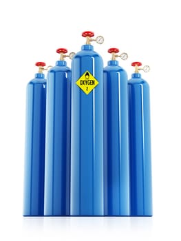 Oxygen tanks isolated on white background. 3D illustration.